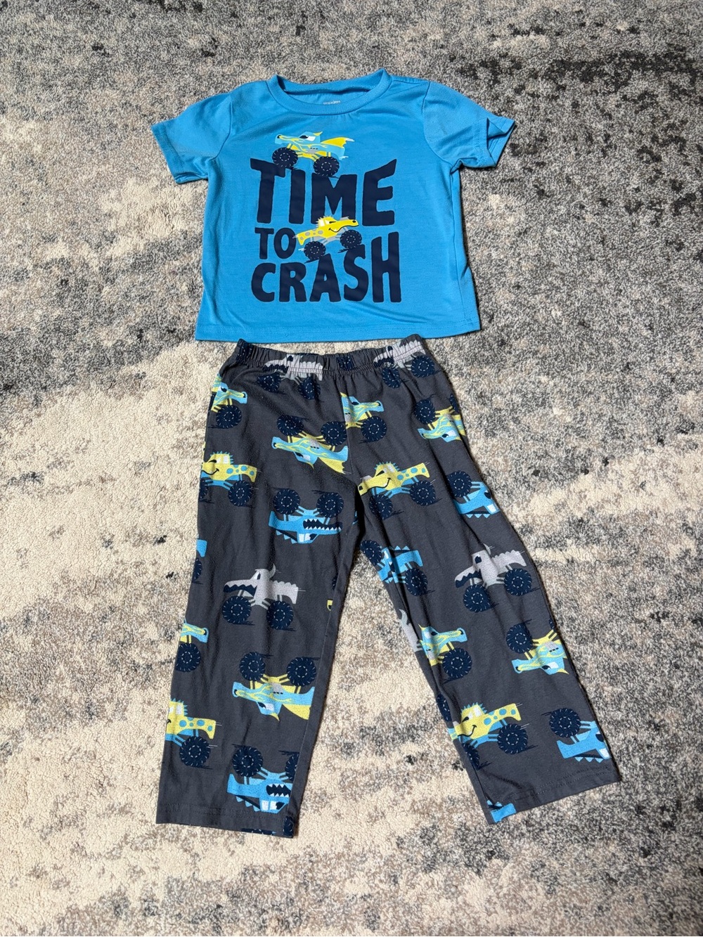 Kids Blue 'Time to Crash' Monster Truck Pajama Set
